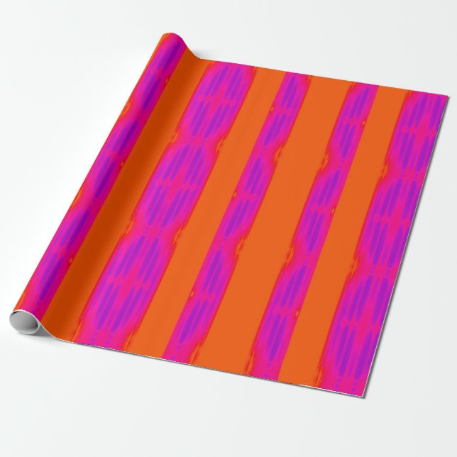 Papel De Regalo Rosa, púrpura y rayado naranja (Desenrollado)