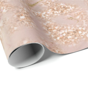 Papel De Regalo Rosa Purpurina de oro Marble rosa Blanco Resumen M