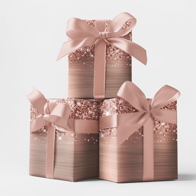 Papel De Regalo Rosa Purpurinoso Gold Glam (Glittery Rose Gold Glam Wrapping Paper)
