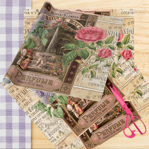 Papel De Regalo Rosa Retro Lilac Vintage Perfume Jabón