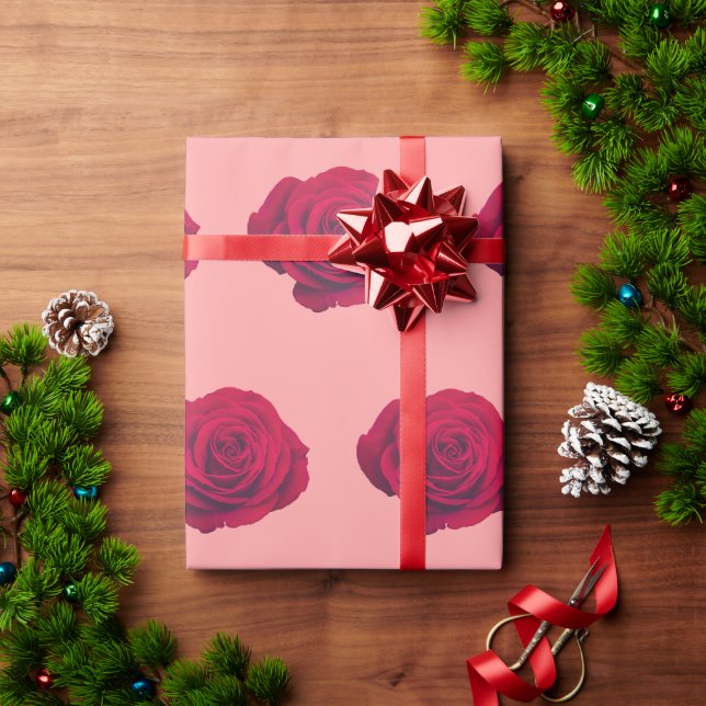 Papel De Regalo Rosa Roja (Regalo de vacaciones)