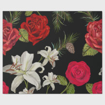 Rosa roja, lirio y pino