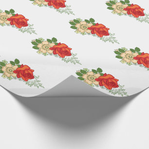 Papel De Regalo Rosa Roja y Margaritas