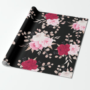 Papel De Regalo rosa rojo elegante floral