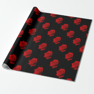 Papel De Regalo Rosa rojo en fondo negro