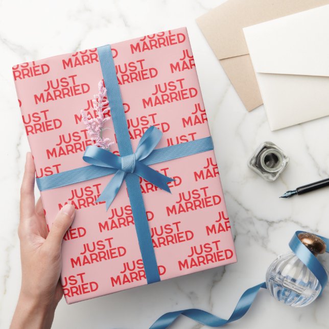 Papel De Regalo Rosa Rojo Moderno Solo Casado (Regalar)