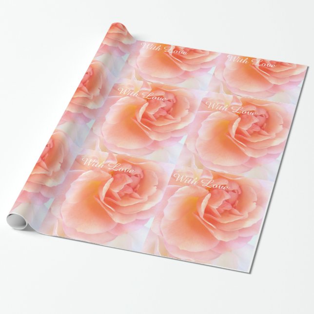Papel De Regalo Rosa romántico con amor (Desenrollado)