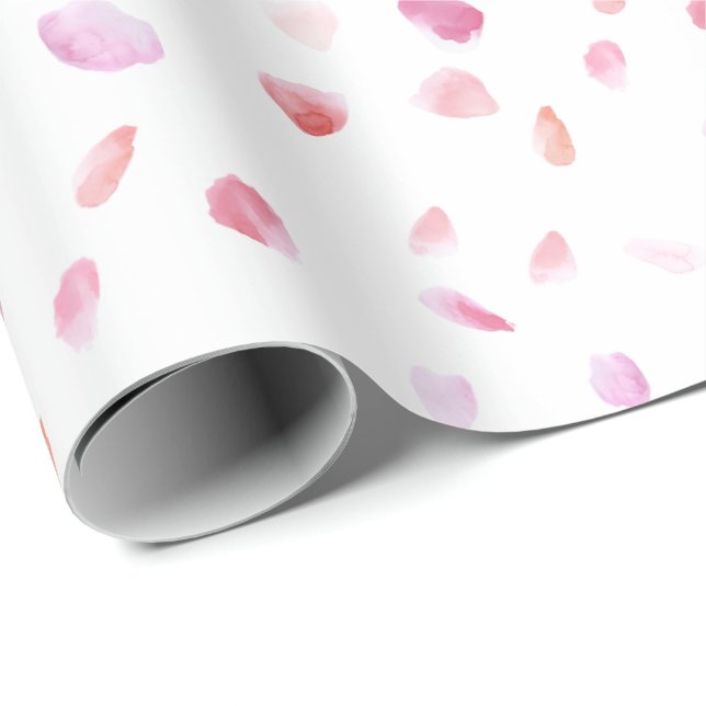 Papel De Regalo Rosa romántico melocotón pétalos de rosa floral bo (Esquina del rollo)