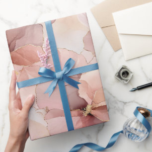 Papel De Regalo Rosa romántico Rubor Floral de oro rosa