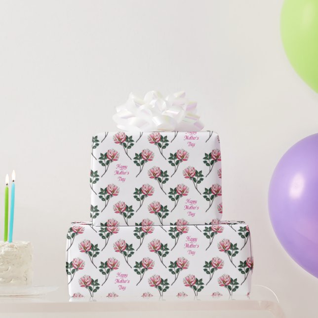 Papel De Regalo Rosa Rosa con Texto Día de la Madre (Regalos de fiesta)