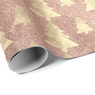 Papel De Regalo Rosa Rosa Cottage Gold Rubor Christmas Tree Copper