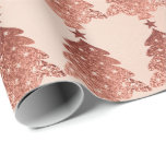 Papel De Regalo Rosa Rosa Dorada Rubor Skinny Christmas Tree Stars<br><div class="desc">Holidays Modern Wrap - maroon burdeos - decorado con textura metálica en polvo con falso árbol de Navidad dorado rosa.</div>