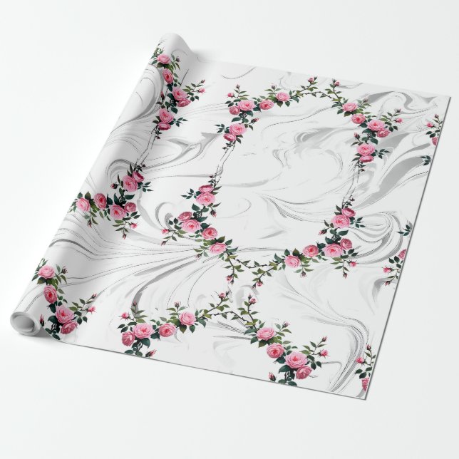 Papel De Regalo Rosa rosa elegante (Desenrollado)