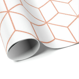 Papel De Regalo Rosa Rosa Rosa Dorada Rubor White Geometría Square