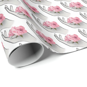 Papel De Regalo rosa rosa rosa en la mano