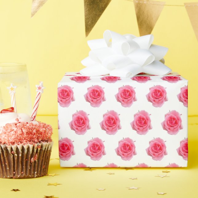 Papel De Regalo Rosa rosa rosa floral simple (Fiesta de cumpleaños )