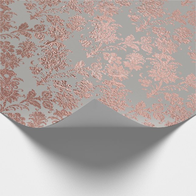 Papel De Regalo Rosa rosa rosa gris Metalizado Oro Polvo Faux Rubo (Esquina)