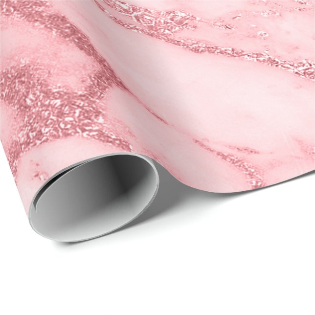 Papel De Regalo Rosa rosa Rubor Mármol blanco Molten Pastel VIP (Esquina del rollo)