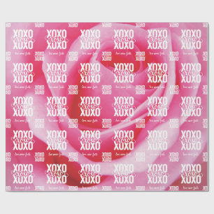 Papel De Regalo Rosa Rosa XOXO Amor Nunca Falla San Valentín