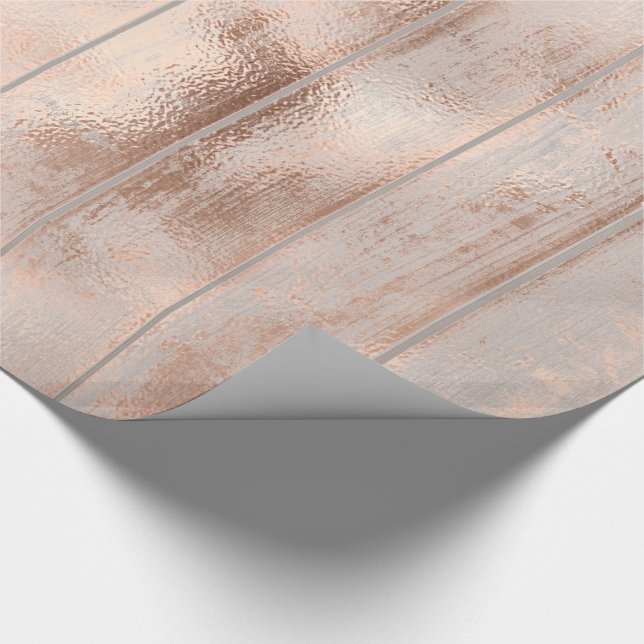 Papel De Regalo Rosa Rústico Oro Metalizado Boda de cabaña Noche R (Esquina)