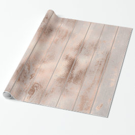 Papel De Regalo Rosa Rústico Oro Metalizado Boda de cabaña Noche R