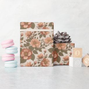 Papel De Regalo Rosa Salvaje Florece En Tonos Terrosos De Terracot