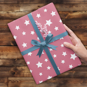 Papel De Regalo Rosa suave con patrón de estrella