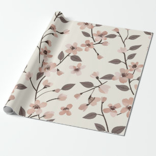 Papel De Regalo Rosa suave desvanecido Flor silvestre Vintage Boho