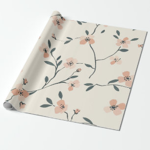 Papel De Regalo Rosa suave desvanecido Flor silvestre Vintage Boho
