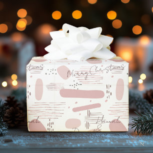 Papel De Regalo Rosa suave, nombres y mensajes minimalistas y pers