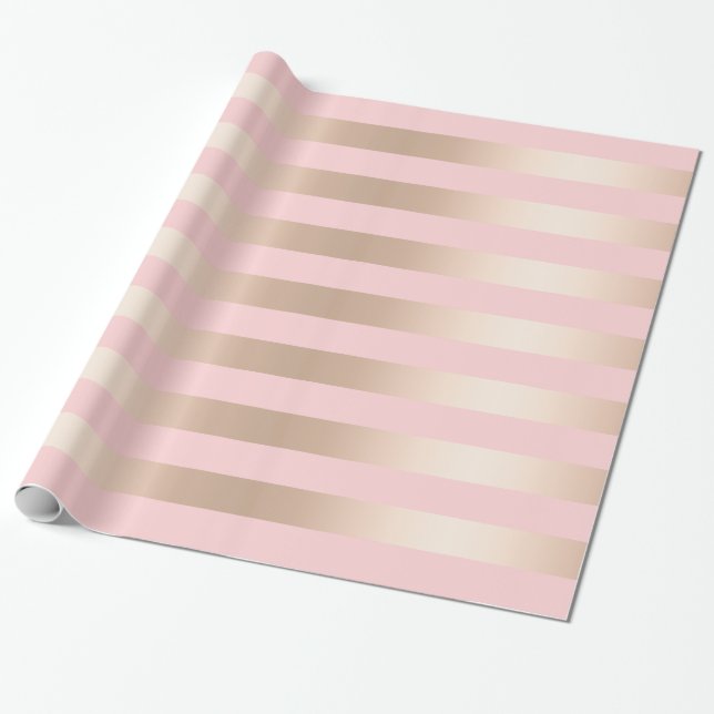 Papel De Regalo Rosa subió polluelo moderno elegante del oro (Desenrollado)