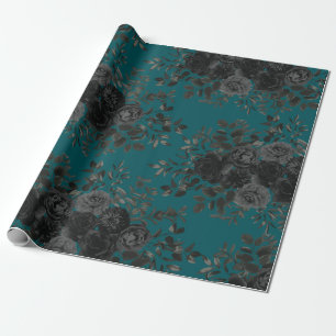 Papel De Regalo Rosa Verde azulado negro Boda gótica elegante