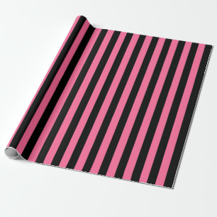 Papel De Regalo Rosa vertical y rayas negras