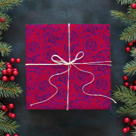 Papel De Regalo Rosa vibrante Patrón Flores Flores Floral Púrpura