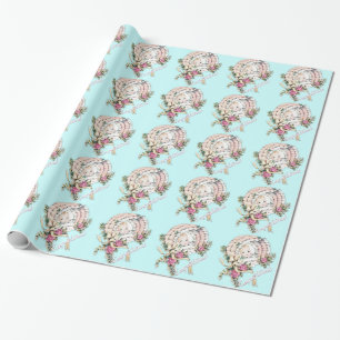 Papel de regalo rosa vintage para baby shower