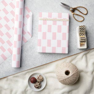 Papel de Regalo Rosa y Blanco a Cuadros Rayado