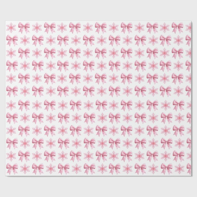 Papel de regalo rosa y blanco enrollado y lindo (Superficie plana)