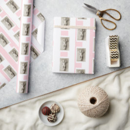 Papel de Regalo Rosa y Blanco Raya Ángel Bebé