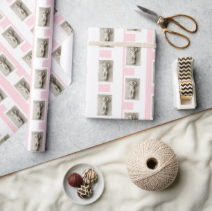 Papel de Regalo Rosa y Blanco Raya Ángel Bebé