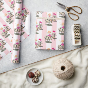Papel de Regalo Rosa y Blanco Raya Hada Vaca