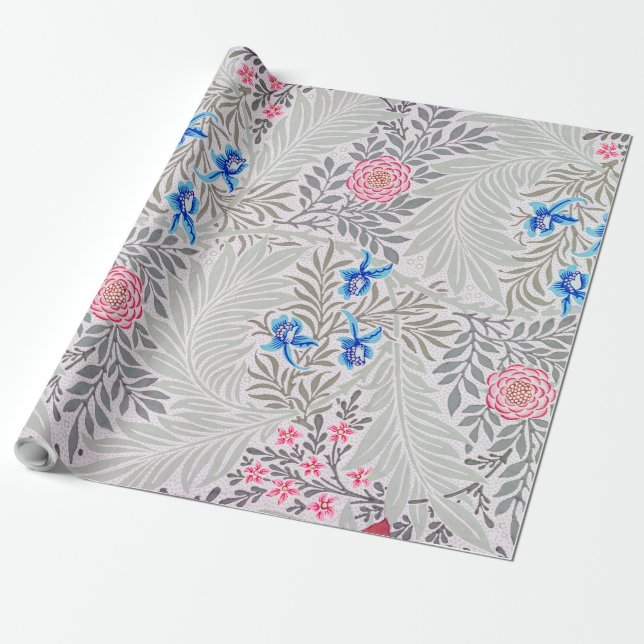 Papel De Regalo Rosa y Larkspur, William Morris (Desenrollado)