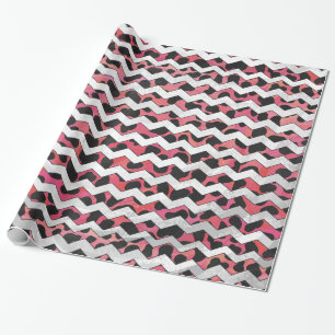 Papel De Regalo Rosa y negro de vaca de Chevron