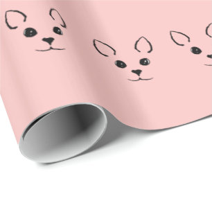 Papel De Regalo Rosa y negro dibujados mano adorable linda de la