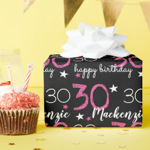 Papel de regalo rosa y negro personalizado para cu