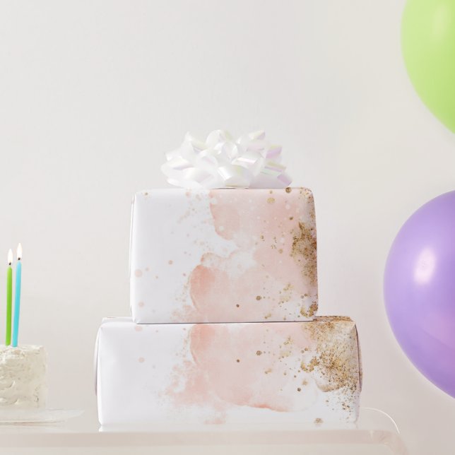 Papel De Regalo Rosa Y Oro Elegante (Regalos de fiesta)