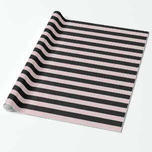 Papel De Regalo Rosa y rayas negras