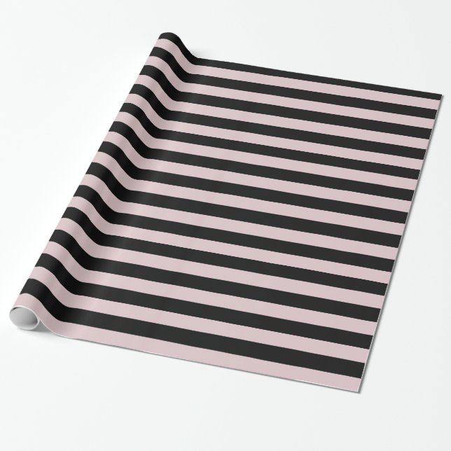Papel De Regalo Rosa y rayas negras (Desenrollado)