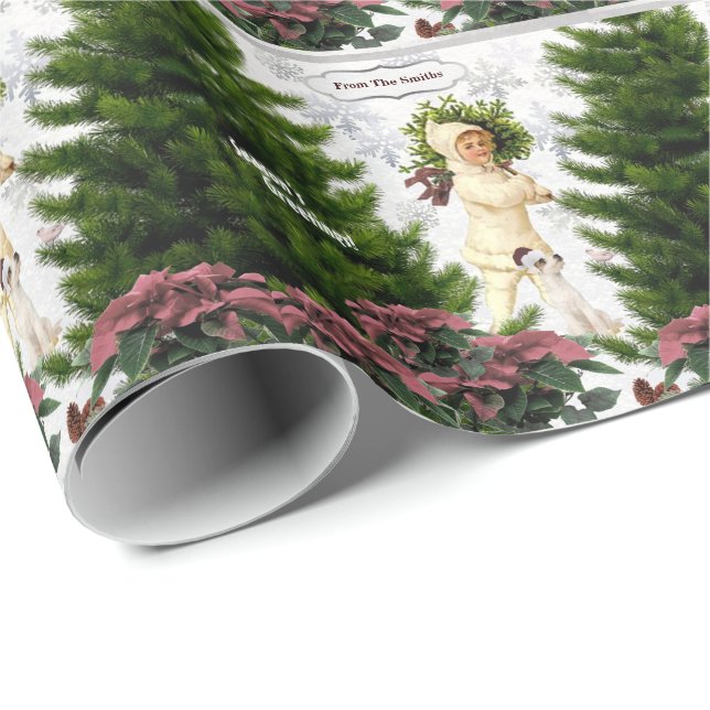 Papel de regalo rosado de la teja de los (Esquina del rollo)