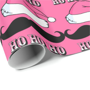 Papel de regalo rosado de Santa del bigote