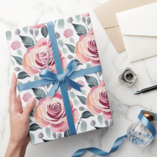 Papel De Regalo Rosas abstractas en colores pastel